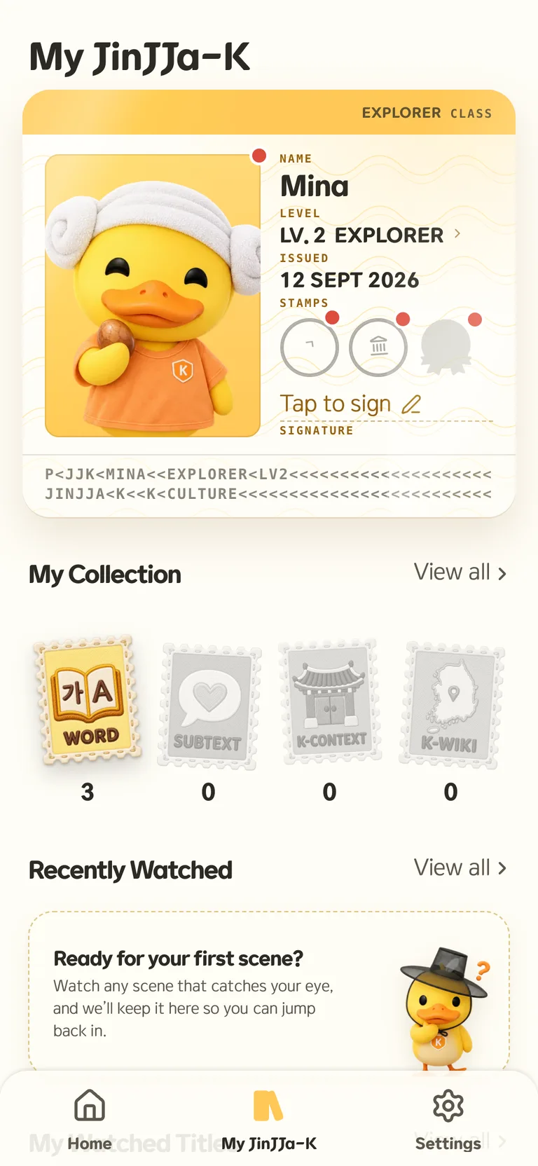 My JinJJa-K: a level 2 Explorer visitor pass and the collection stamps